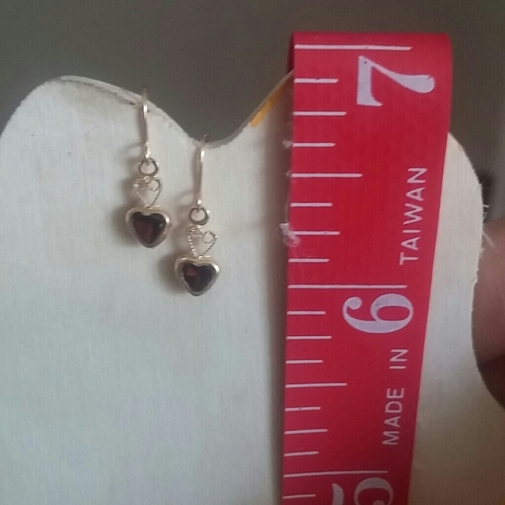 Small real gold drop earring created ruby - Picture 4 of 5